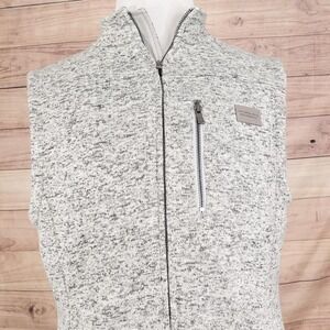 The Normal Brand Sweater Vest Mens L Gray Mock Neck Full Zip Pockets Fleece